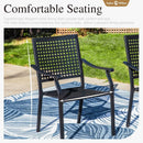 Patio Table And Chairs Set Black 37 Inch Square Table For 4