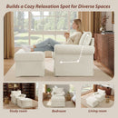Beige Chenille Contemporary Ottoman Reading Chair Set