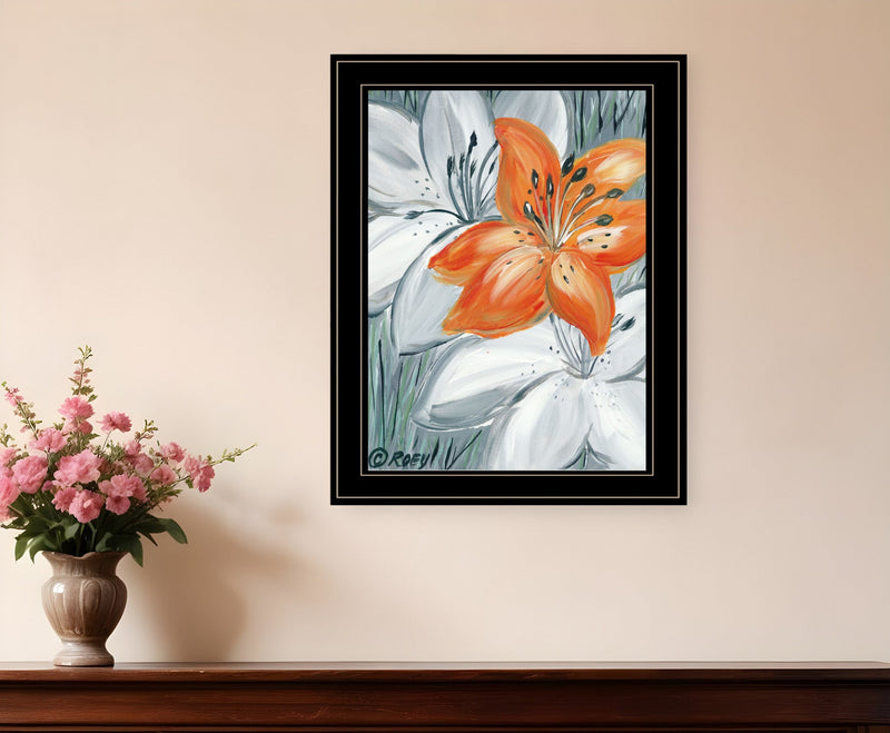 tiger lily wall art Tiger Lily in Orange 2 Black Framed Print Wall Art