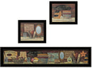 Set Of Three Country Bath Black Framed Print Bathroom Wall Art