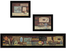 Set Of Three COUNTRY BATH II 8 Black Framed Print Bathroom Wall Art