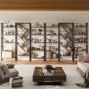 Rustic Brown 5 Tier Wooden Bookcase With Metal Frame