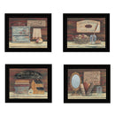 Set Of Four Bathroom Collection II 1 Black Framed Print Bathroom Wall Art