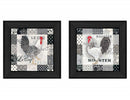 Set Of Two Rooster I Black Framed Print Wall Art
