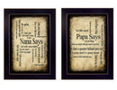 Set Of Two Nana or Papa Black Framed Print Wall Art