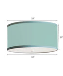 Moderne Flush Mount Conversion Kit 18"w Island Paradise Blue Shallow Drum Lampshade