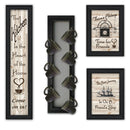 Set Of Four Come On In 3 Black Framed Kitchen Wall Prints with Mug Rack