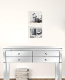 Set Of Two Soap Or Floral 1 White Framed Print Bathroom Wall Art