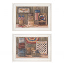 Set Of Two God Bless Or Sweet Land 1 White Framed Print Wall Art