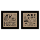 Set Of Two Hugs Or Forever 2 Black Framed Print Wall Art