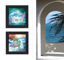 Set Of Two Mermaids 2 Black Framed Print Wall Art