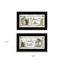 Set Of Two Whimsical Bear Nature Calls Black Framed Bathroom Prints Wall Art