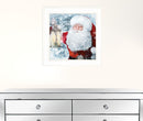 Santa With Lantern 1 White Framed Print Wall Art