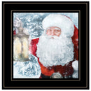Santa With Lantern Black Framed Print Wall Art