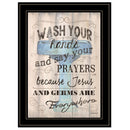 Wash Your Hands Jesus and Germs Black Framed Print Wall Art