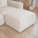 Modular Sectional Sofa Set Linen Cream With Ottoman And Chaise