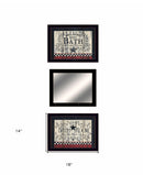 Set Of Three Hot Bath 18 Black Framed Print Bathroom Wall Art