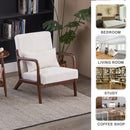 Mid-Century Modern Accent Chair, Arm Chair Living Room Chairs with Pillow Upholstered Reading Chair with Solid Wood Frame & Living Room Bedroom Balcony (beige)