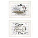 Set Of Two Stays at Grandmas 1 White Framed Print Wall Art
