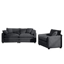 Modern Living Room Sofa Two-Piece Set, Grey Corduroy, Single and 3-Seater Sofas