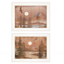 Set Of Two Full Moon I And II 1 White Framed Print Wall Art