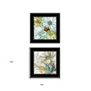 Set Of Two Sea Glass Palette Floral Black Framed Print Wall Art