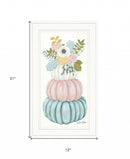 Floral Pumpkins White Framed Print Wall Art
