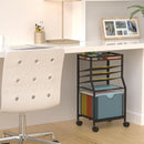 Brown Wood 6 Tier Rolling File Cart With Lockable Wheels