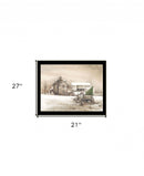 Bringing Home The Tree 3 Black Framed Print Wall Art