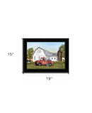 Red Milk Truck on the Farm Black Framed Print Wall Art
