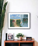 Beach Cottage 1 White Framed Print Wall Art
