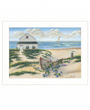 Beach Cottage II 1 White Framed Print Wall Art