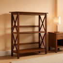 Shelf Bookcase With X Design Three Shelf Storage For Books