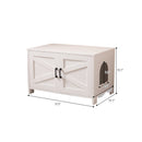 Cat Litter Box Enclosure, Litter Box Furniture Hidden with Barn Door, Wooden Cat Washroom Furniture, Cat House, End Table, Fit Most of Litter Box, White