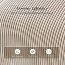 Beige Corduroy Ottoman With Contemporary Wood Legs