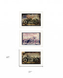 Set Of Three Classical Motorcycle 1 White Framed Print Wall Art