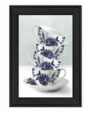 Tea Tower Blue 2 Black Framed Print Kitchen Wall Art