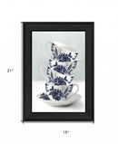 Tea Tower Blue 2 Black Framed Print Kitchen Wall Art