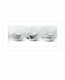 Cups and Saucers 1 White Framed Print Wall Art