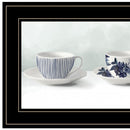 Cups and Saucers 1 White Framed Print Wall Art