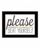 Please Seat Yourself 3 Black Framed Print Wall Art