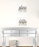 Set Of Two No Selfies When Seated 1 White Framed Print Bathroom Wall Art