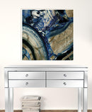Set Of Three Deep Blue 2 White Framed Print Wall Art