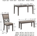 Diamond Patterned Dining Table Set Gray Walnut Stain