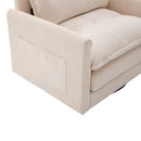 UNITED WE WIN Swivel Barrel Chair - Mid Century Modern Chair, Thick Padded Arm Chair with Solid Metal Base, Comfortable Single Sofa Chair, Swivel Accent Chair for Living Room Bedroom