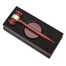 Wood Gavel & 4" Round Block, Walnut Finish 10.5" L