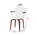Mid-Century Modern Bentwood Swivel Dining Chairs Set of 2 with PU Leather in White and Walnut Finish