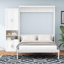 Queen Size Murphy Bed with 2 Side Cabinet Storage Shelves, 68-inch Cabinet Bed Folding Wall Bed with Desk Combo Perfect for Guest Room, Study, Office,White(old sku:BS7013008104C)