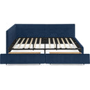 Full Size Storage Upholstered Tufted Bed Frame, Sofa Bed Frame with Comfortable Backrest and Armrests, Full Size Bed for Bedroom, Living Room,Velvet, DARK BLUE(80.5''*59''*29.5'')