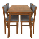 5PCs Rectangle Wooden Dining Table Set, Mid-Century Modern Kitchen Table and 4 Upholstered Chairs for Home, Saving Space